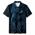 Men's Summer Fashion Royal Blue Eagle Printed Polo Short-Sleeve