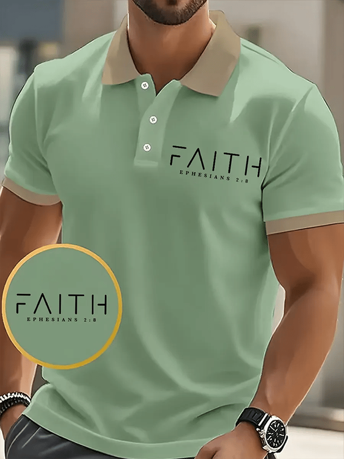Men's Faith Printed Casual Polo Shirt