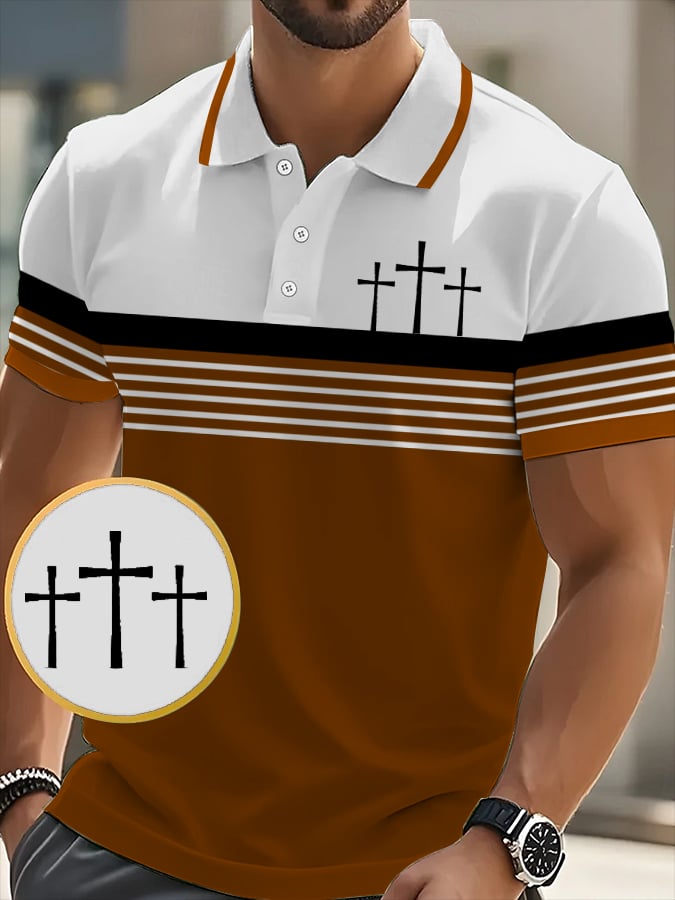 Men's Retro Faith  Casual Printed Polo Shirt