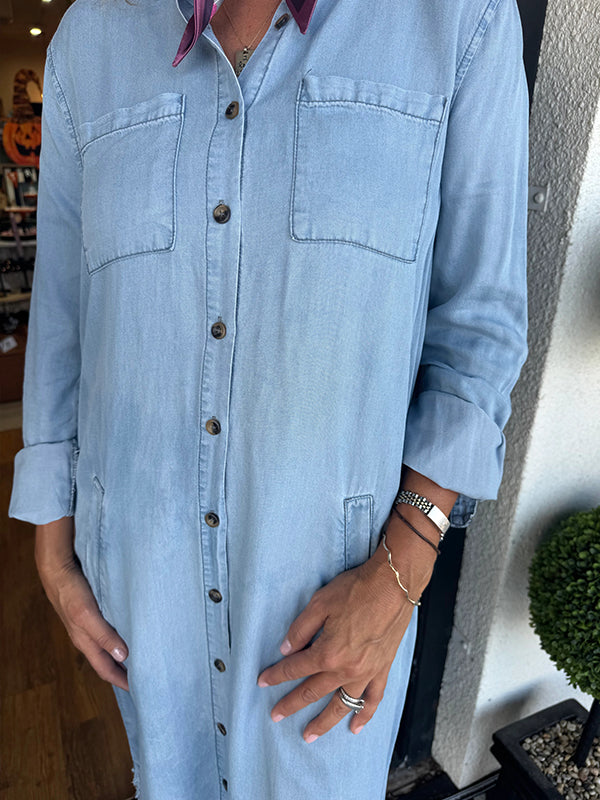 NEW🔥 Women's Denim Shirt Dress