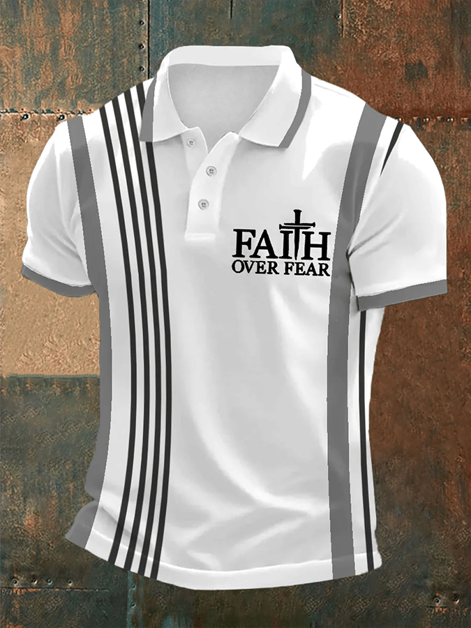 Men's Retro Faith  Casual Printed Polo Shirt