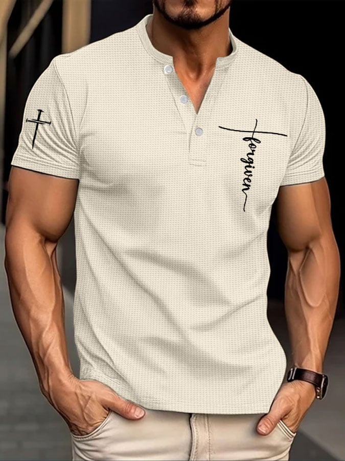 Men's Stylish Casual Faith Waffle Henley Shirt