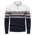 Men's Contrast Color Stand Collar Zip Long Sleeve Fleece Sweatshirt