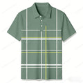 Men's Casual Green Plaid Short-Sleeve Shirt
