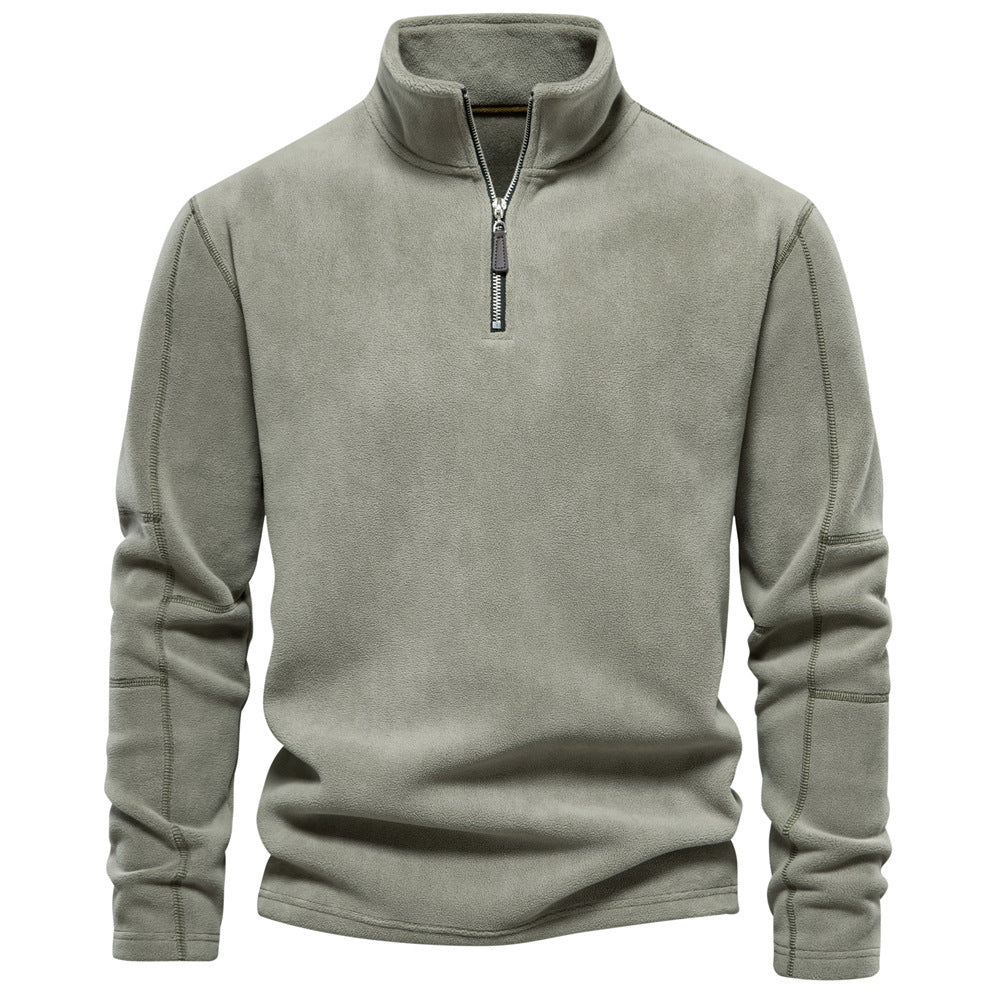 Men's Stand Collar Zip Long Sleeve Polar Fleece Sweatshirt 191597