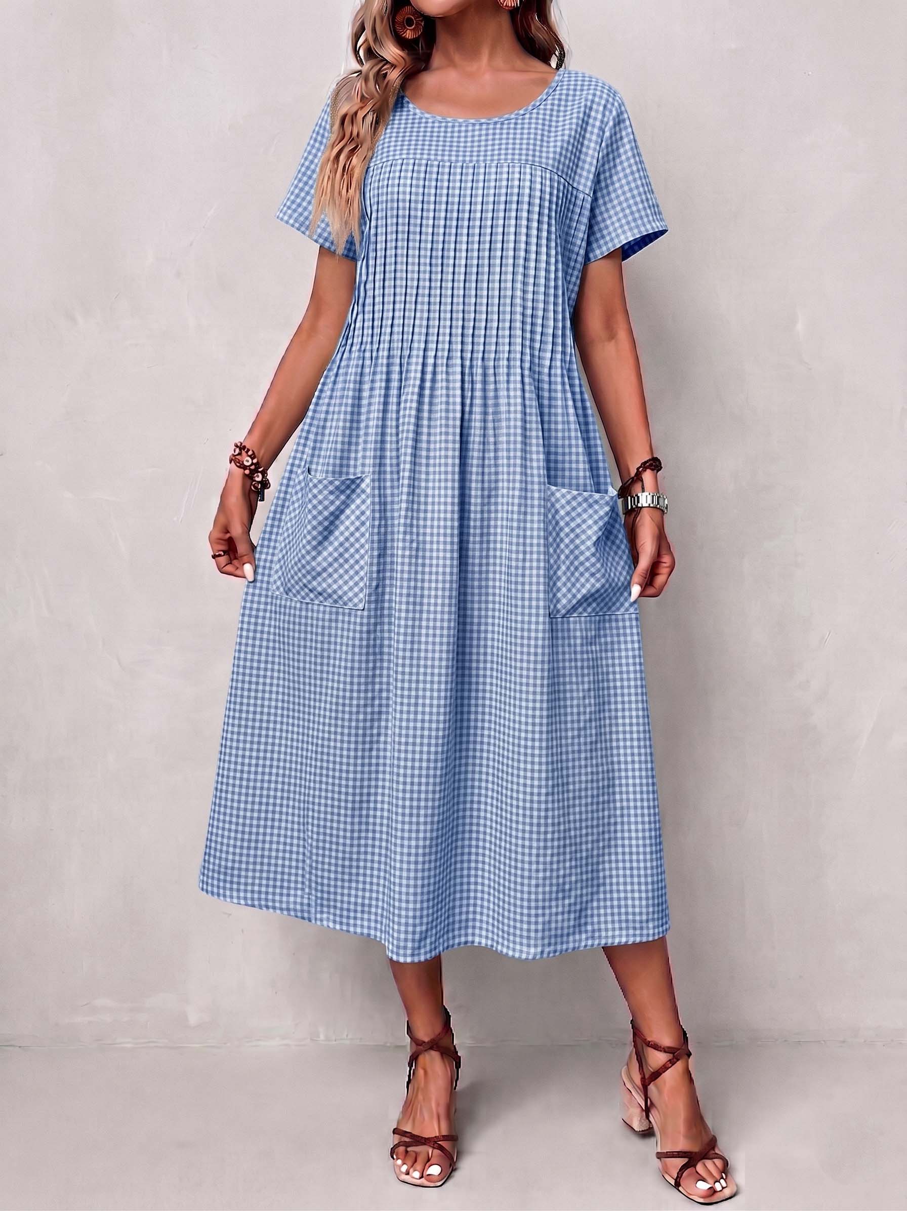 Gingham Meadow Midi Dress