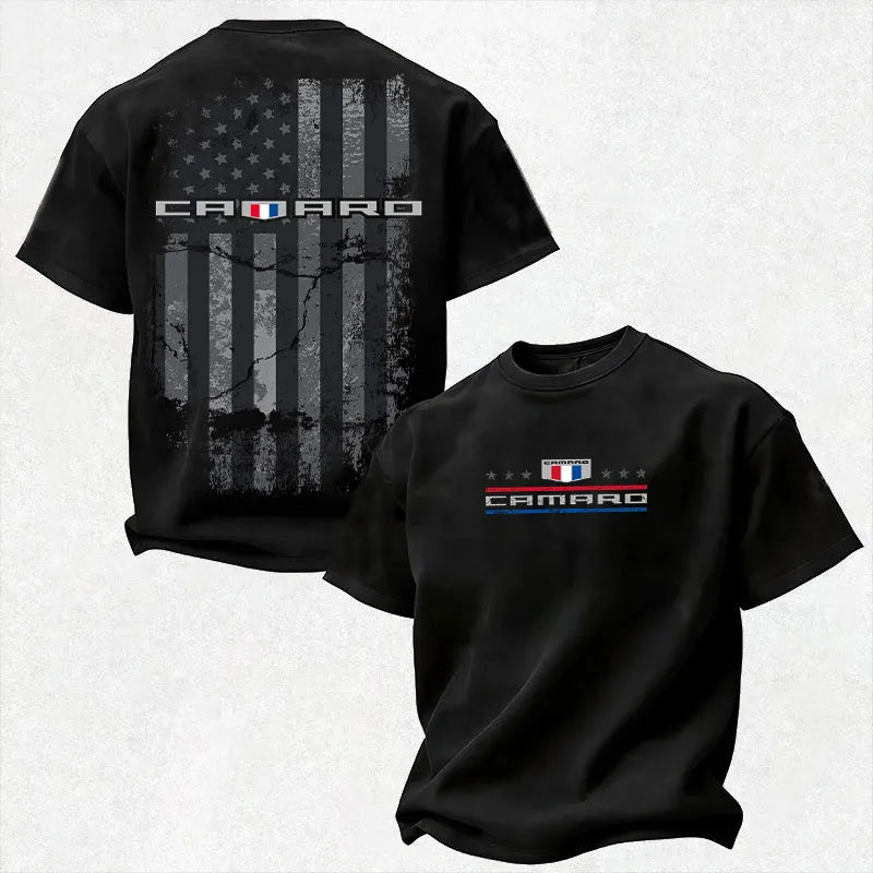 CMR Distressed US Flag Heritage Tri-Shield Logo Cotton Print Men's T-Shirt