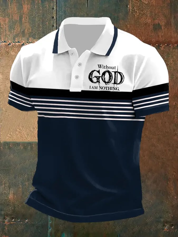 Men's Without God I Am Nothing, Printed Casual Polo Shirt