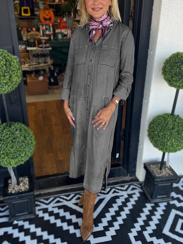 NEW🔥 Women's Denim Shirt Dress
