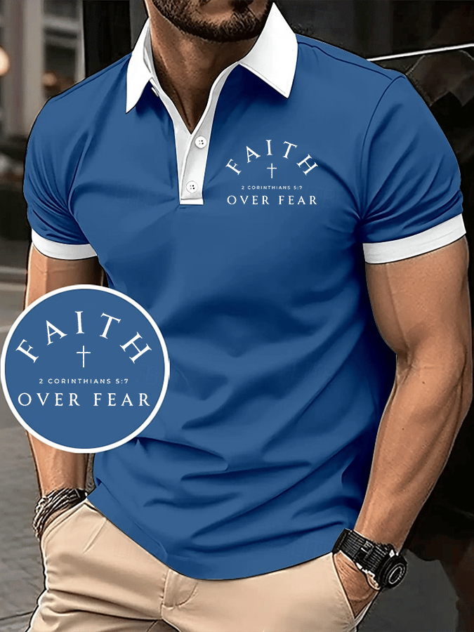 Men's Faith Printed Casual Polo Shirt