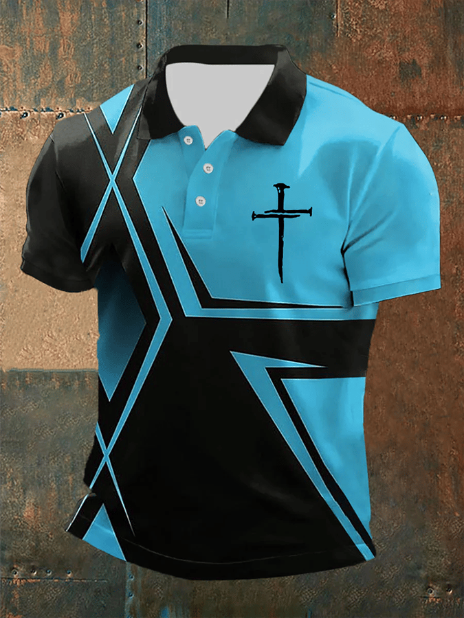 Men's Retro Faith  Casual Printed Polo Shirt