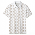 Men's Summer Fashion White Checkered Printed Polo Short-Sleeve