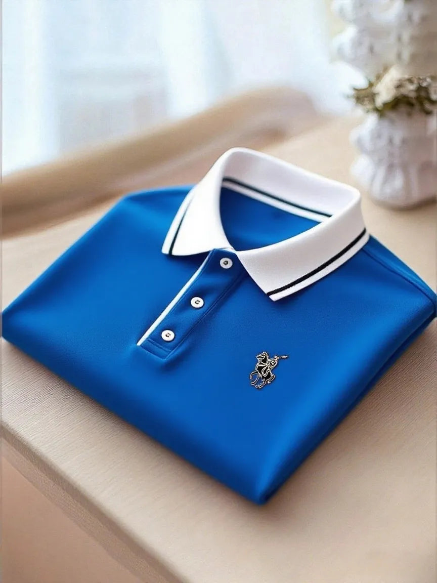 Men's Business Casual Button Short Sleeve Polo Shirt A002362