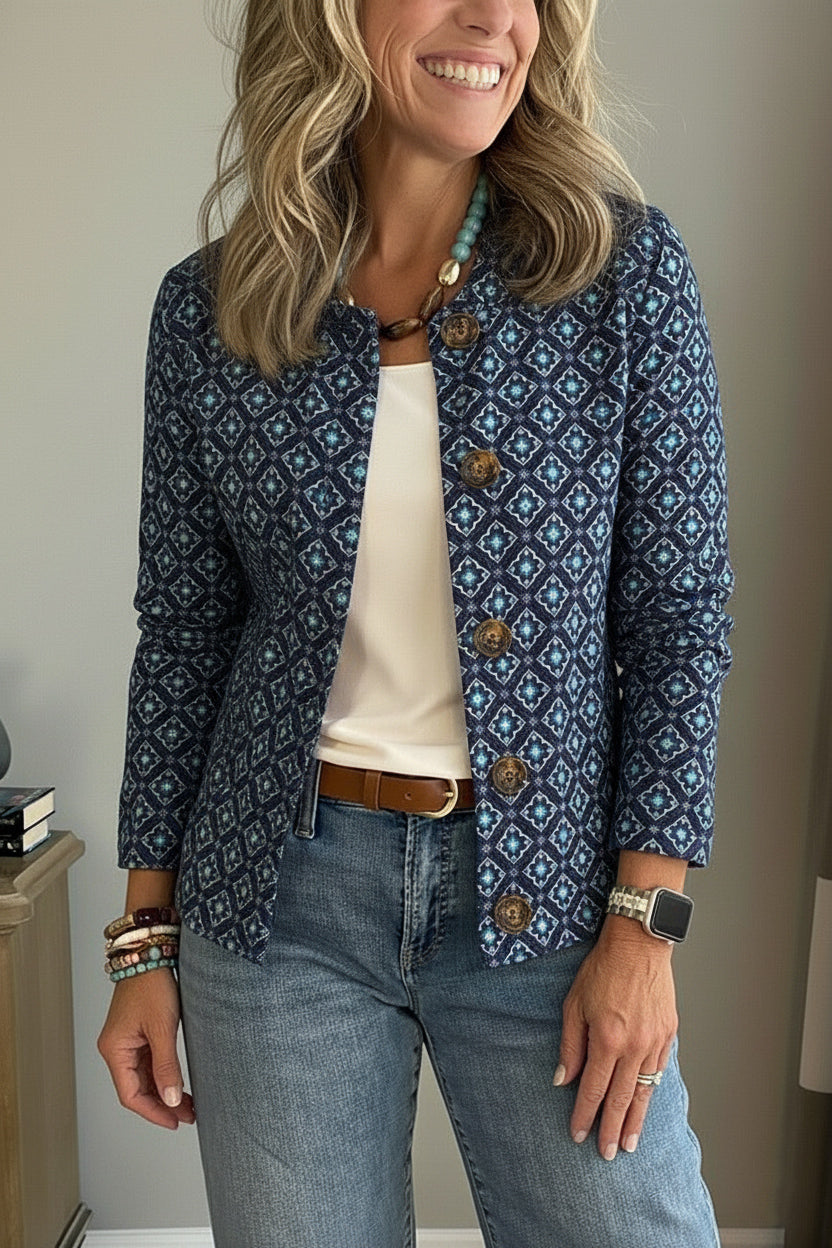 New Arrivals🔥 Vintage Printed Round Neck Casual Cardigan