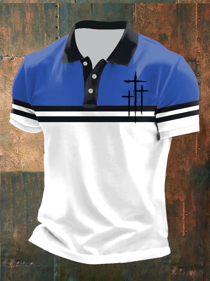 Men's Casual Contrast Color Faith Polo