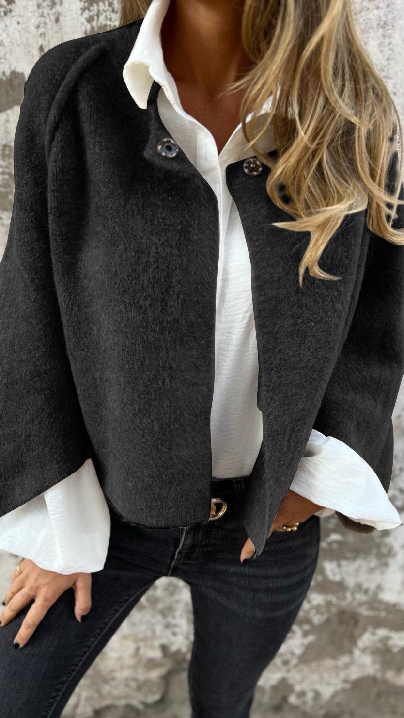 NEW IN- 49% OFF🔥Women's Cotton Woolen Round Neck Woolen Long Sleeve Coat