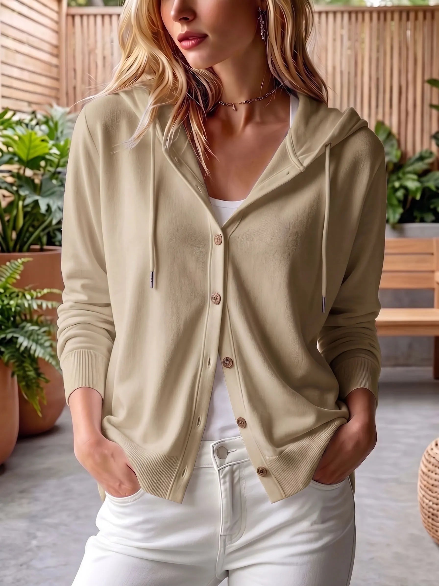 CLEARANCE SALE🔥 Women's Soft-Knit Button Hooded Cardigan