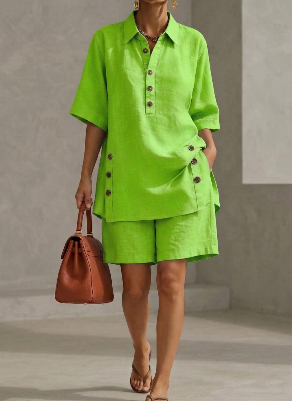 New Arrivals🔥 Women’s Linen Shirt & Shorts Two-Piece Set