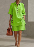 New Arrivals🔥 Women’s Linen Shirt & Shorts Two-Piece Set