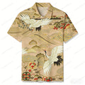 Men's Apricot Crane Casual Short Sleeved Polo Shirt