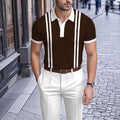 Men's Business Casual Polo Collar Geometric Printed Short-Sleeved Shirt