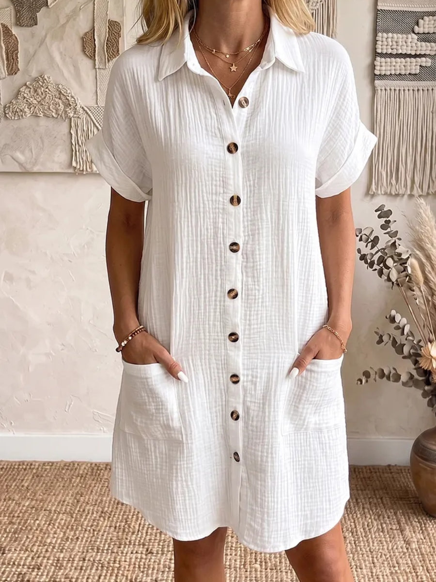 NEW ARRIVALS🔥 Women's Cozy Lapel Button-front Cotton-linen Dress