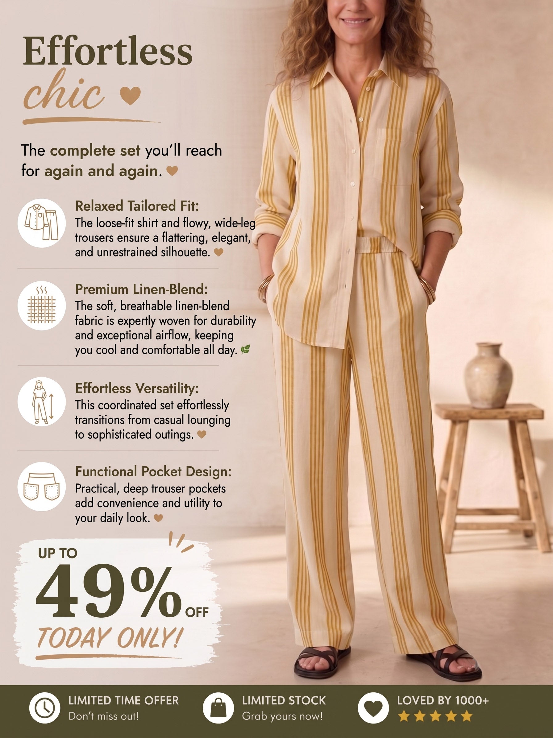 Linen Blend Striped Set