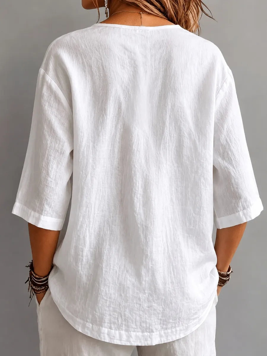 CLEARANCE SALE🔥 Effortless Pleated Cotton-Linen Blouse