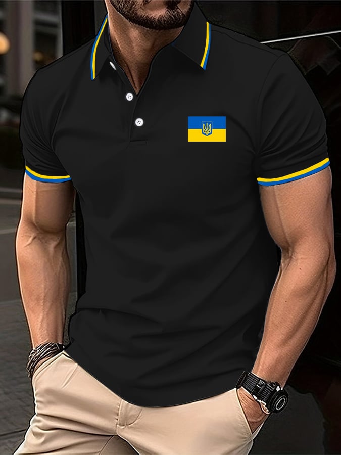 Men's Stylish Contrast Color Ukrainian Polo Shirt