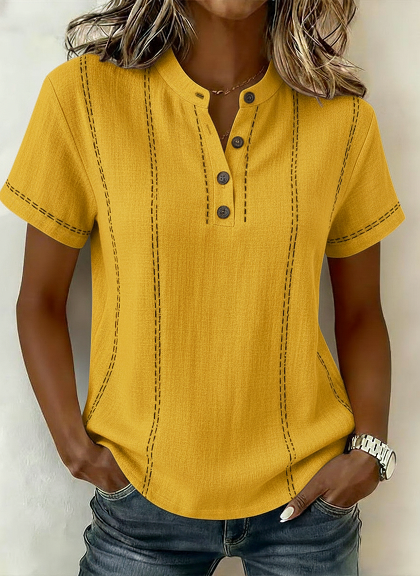CLEARANCE🔥 Women's V-neck Short-sleeve Casual Loose Cotton-linen Top