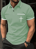 Men's Faith Printed Casual Polo Shirt (With Pockets)