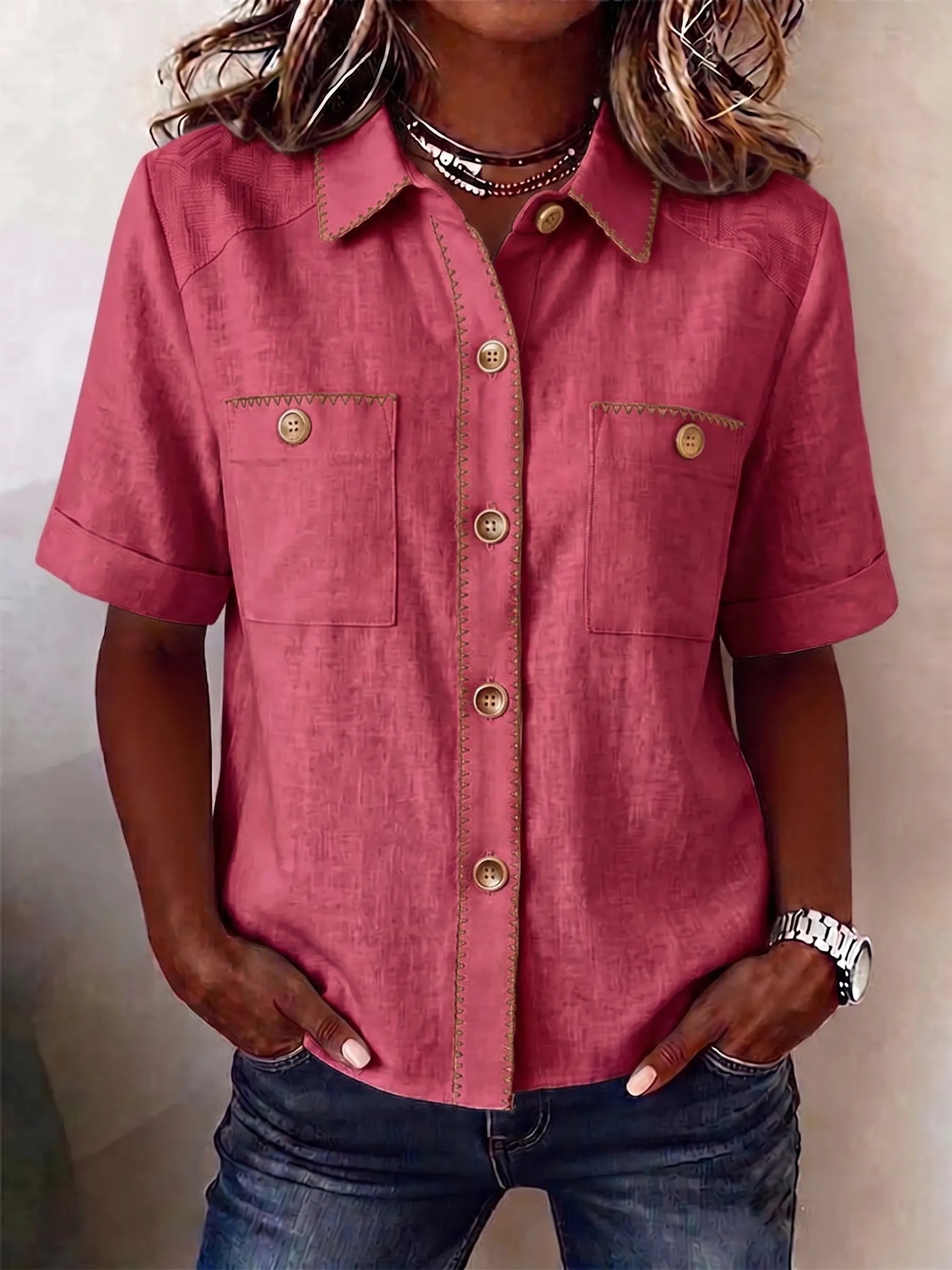 Clearance Sale🔥 Women's Casual Short Sleeve Button-Down Shirt