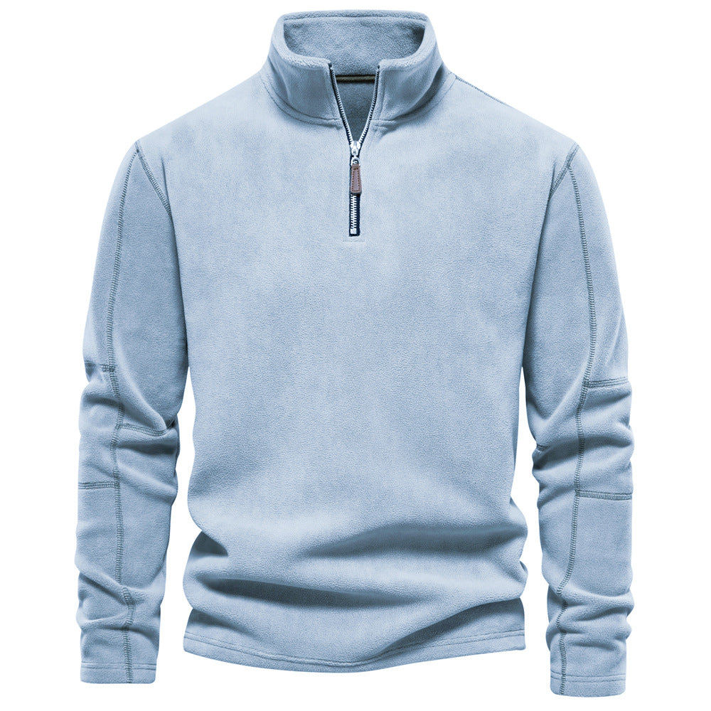 Men's Stand Collar Zip Long Sleeve Polar Fleece Sweatshirt 191597