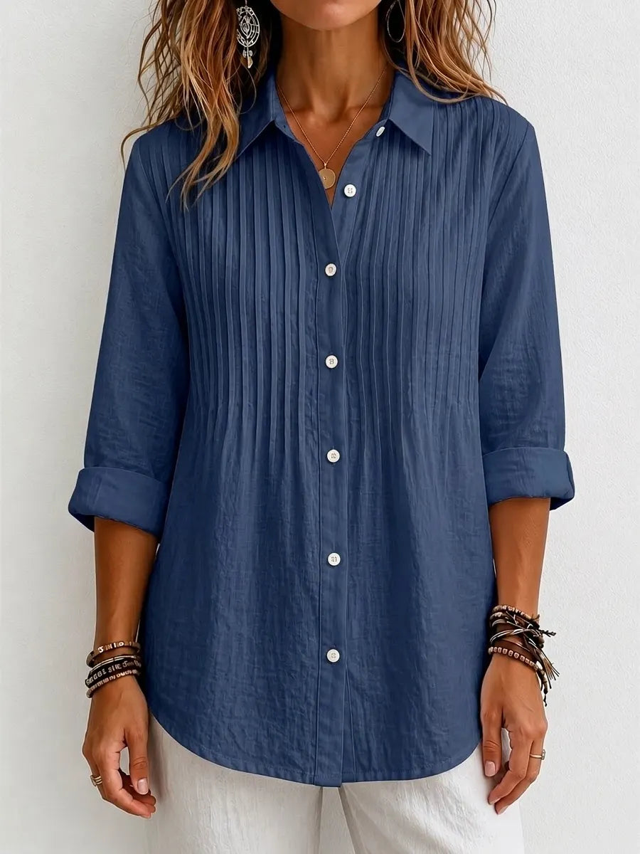 CLEARANCE SALE🔥 Pleated Linen-Blend Blouse
