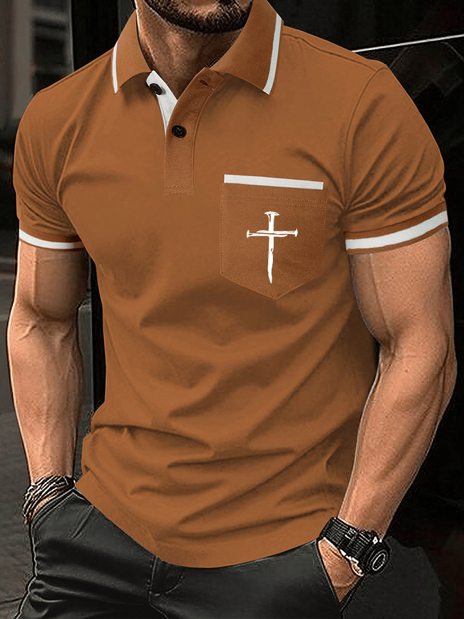 Men's Faith Printed Casual Polo Shirt (With Pockets)