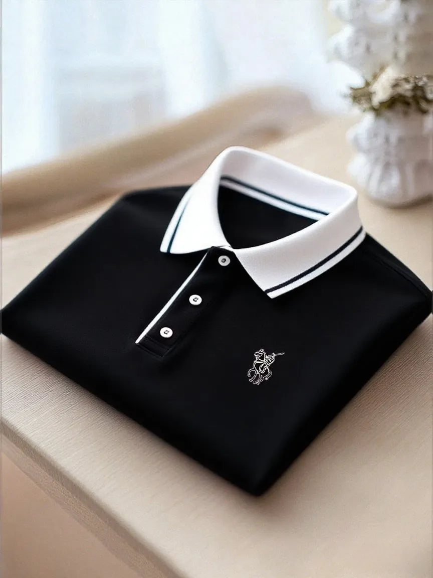 Men's Business Casual Button Short Sleeve Polo Shirt A002362