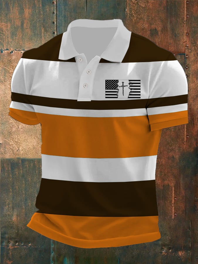 Men's Casual Contrast Color Faith Polo