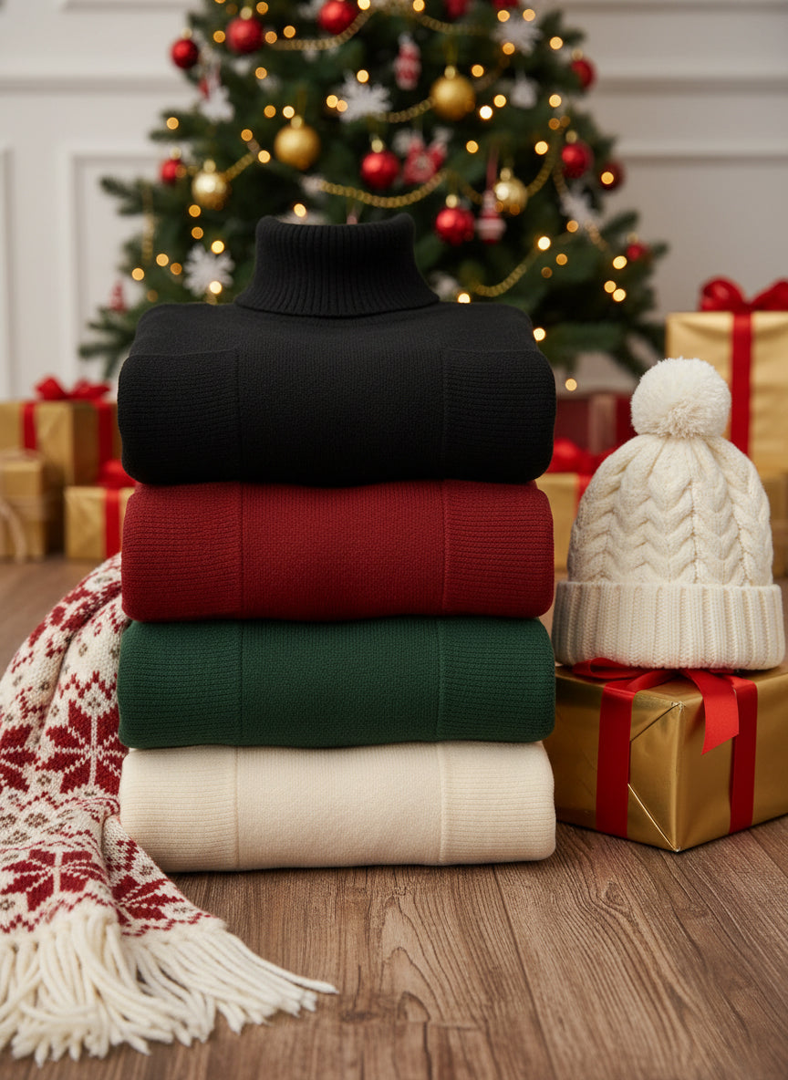 🎄 New Arrivals🔥 Women's Fashionable Casual Solid-Color High-Neck Sweater