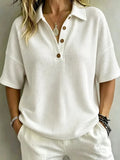 CLEARANCE SALE🔥 Women's Button-Up Waffle Short Sleeve Shirt