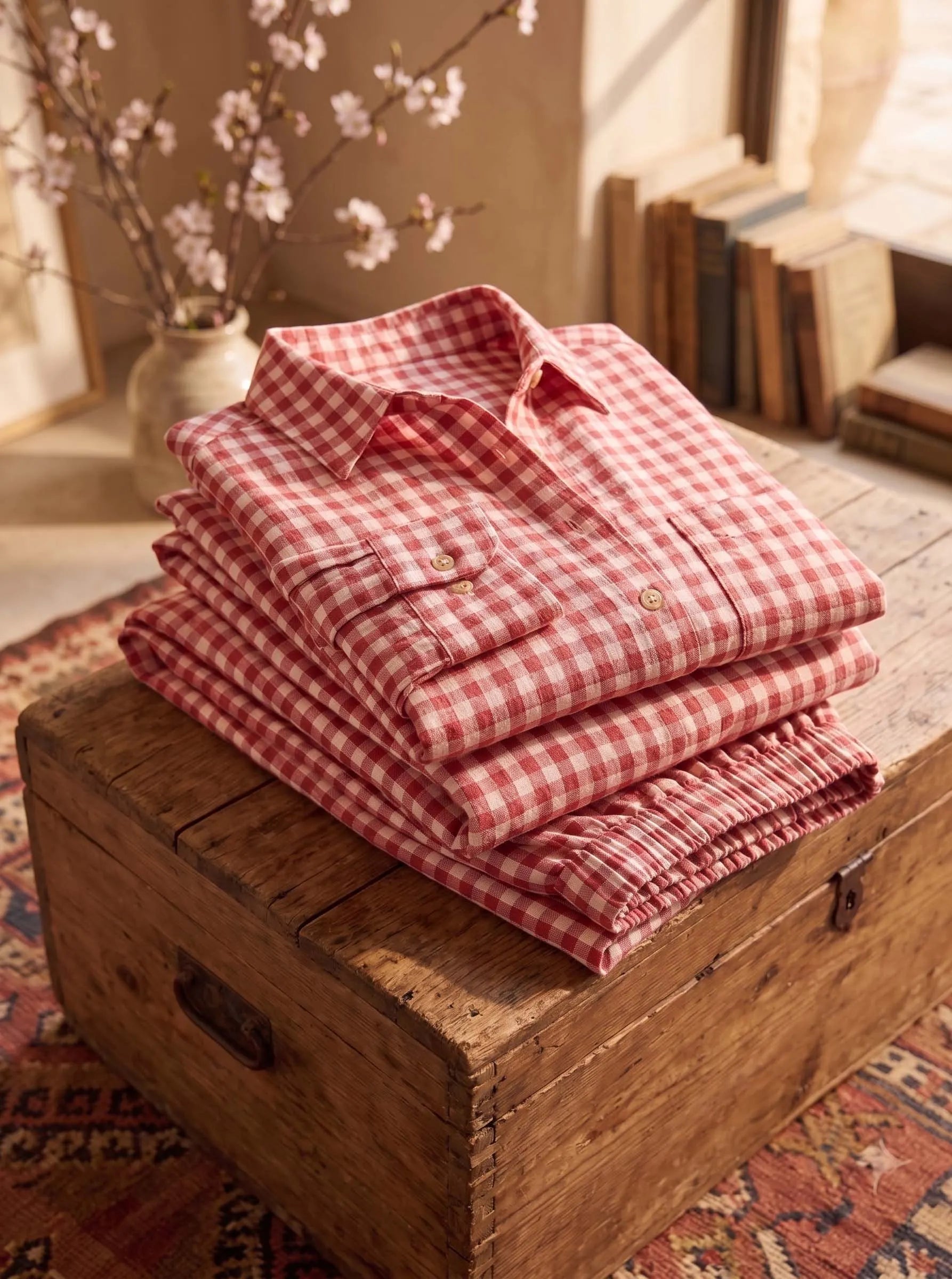 Linen Blend Gingham Set