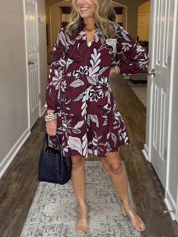 NEW🔥 V Neck Floral Vintage Print Dress