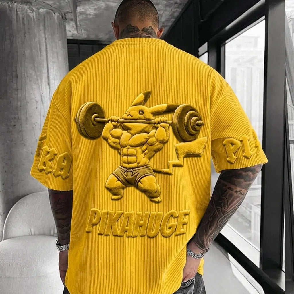 Pokémon Unisex Anime-Style Retro Corduroy Oversized T-Shirt