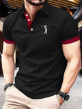 Men's Classic Casual Business Fashion Color Block Polo Shirt