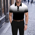 Men's Business Casual Polo Collar Geometric Printed Short-Sleeved Shirt