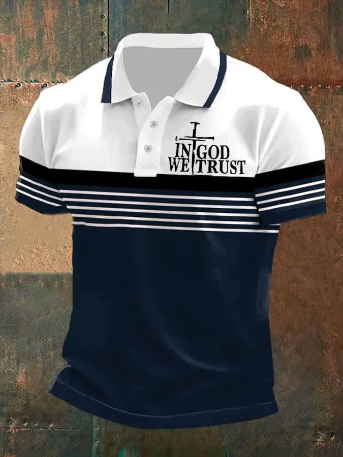 Men's In God We Trust Printed Casual Polo Shirt