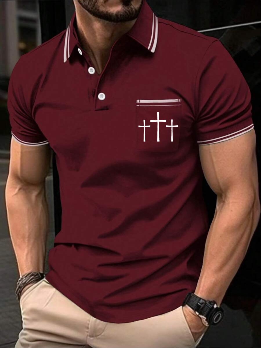 Men's Retro Faith  Casual Printed Polo Shirt