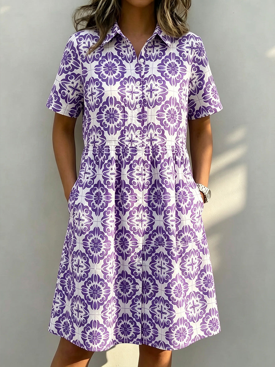 New Arrivals🔥 Santorini Inspired Print Shirt Dress