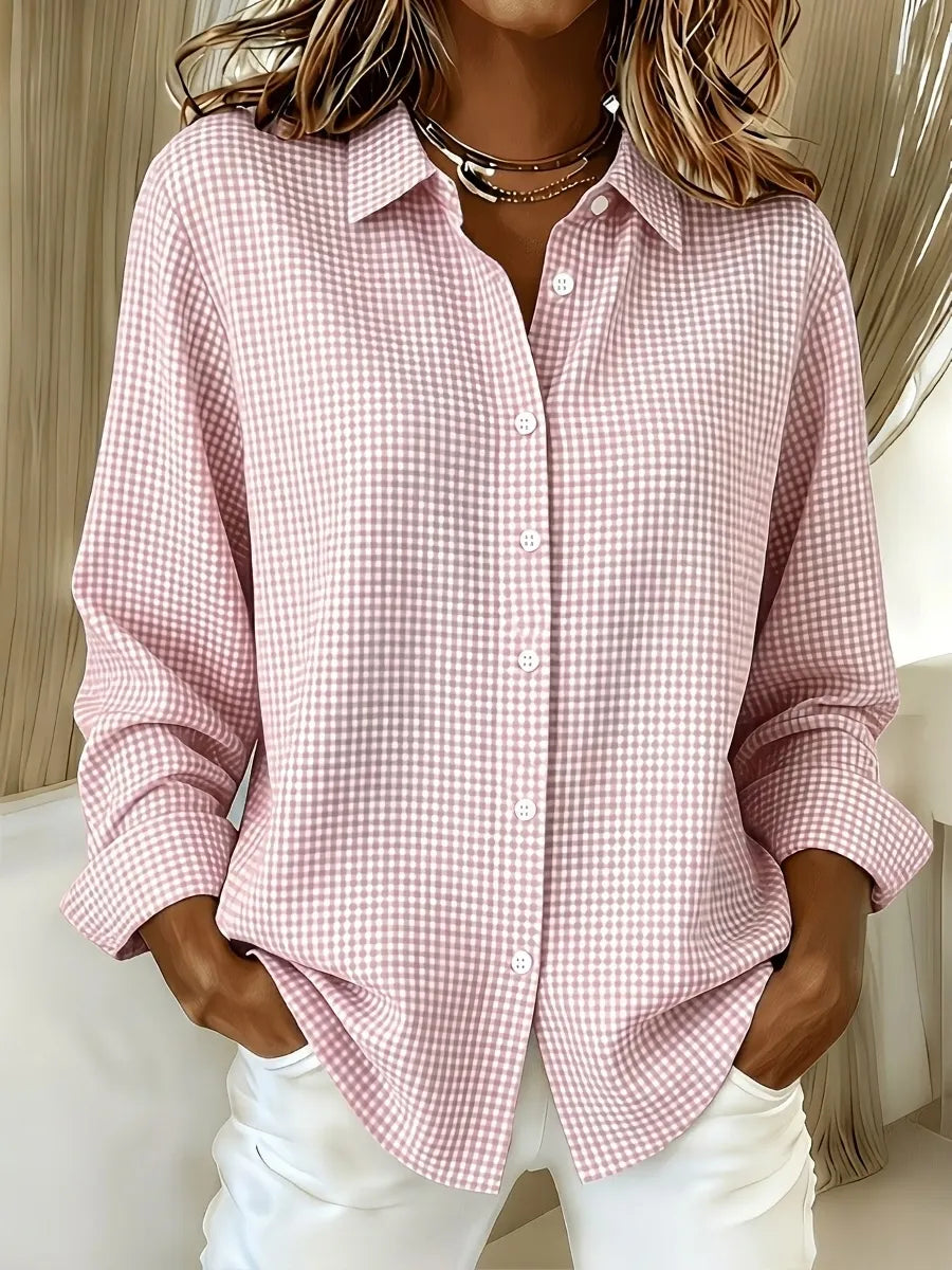 CLEARANCE SALE🔥 Women's Casual Gingham Long Sleeve Button Down Shirt