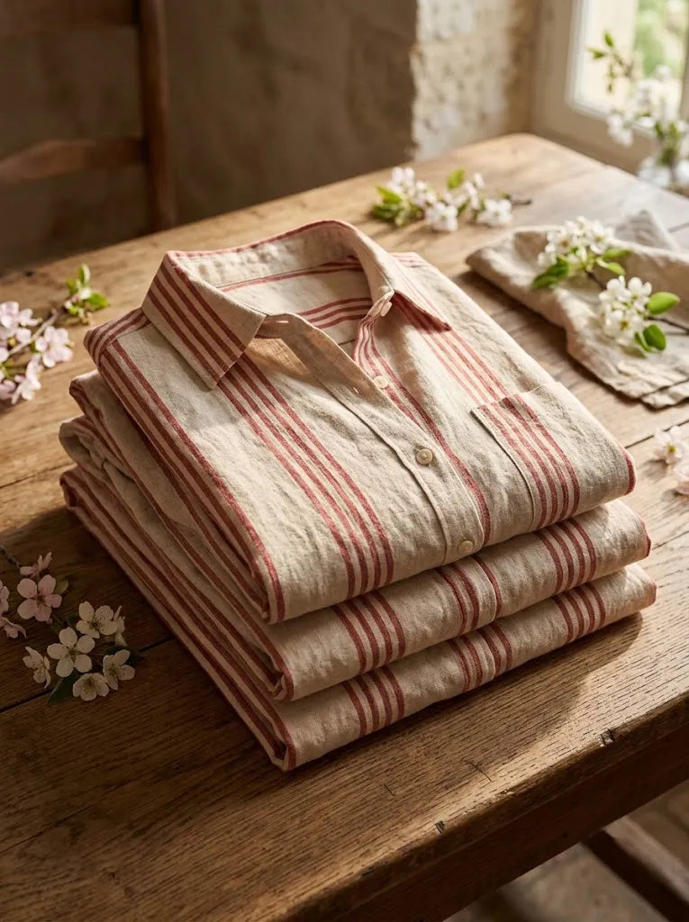 Linen Blend Striped Set