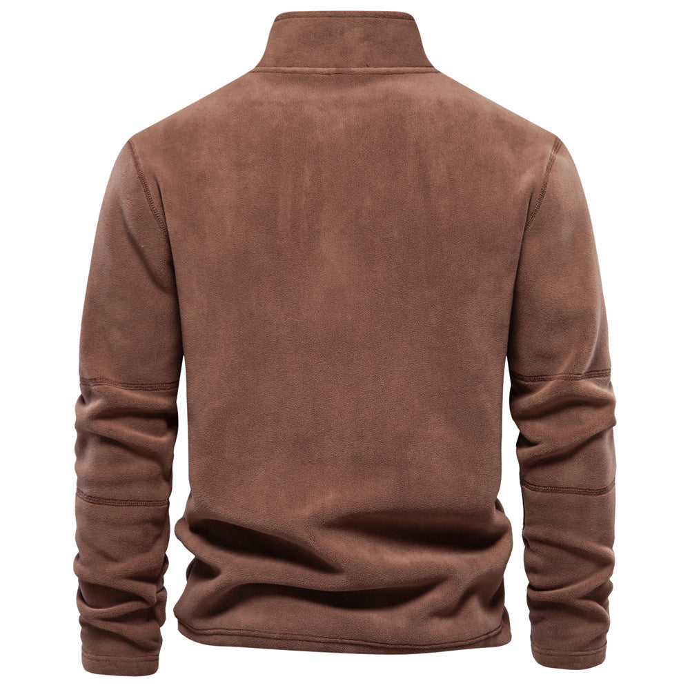 Men's Stand Collar Zip Long Sleeve Polar Fleece Sweatshirt 191597